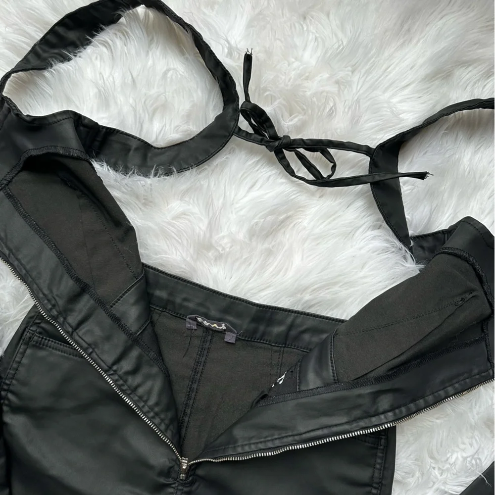 Free People • We The Free Crvy 2nd Ave Leather One Piece Jumpsuit Open Back - Picture 10 of 13